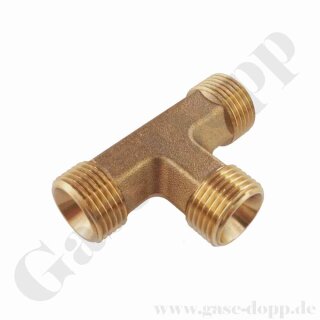 T-Stück - 3 x Aussengewinde G 3/8" RH AG - 45 ° konisch dichtend