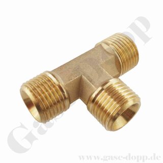 T-Stück - 3 x Aussengewinde G 1/2" RH AG - 45 ° konisch dichtend