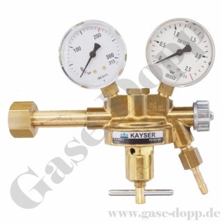 Argon CO2 Druckminderer 200 bar / 0 - 2,5 bar mit Manometer 0-2,5 bar - KAYSER 14223N-DOP - nicht mehr lieferbar