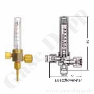 Flowmeter Argon CO2 3 - 30 l/min - Eingang G 3/8" Ausgang G 3/8" - Vordruck 4,5 bar - GCE 0768170