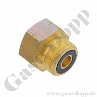 Dichtungsadapter Reduzierung W21,8x1/14" LH AG x W21,8x1/14" LH IG - mit beidseitiger Dichtung für KLF G.12 Anschlüsse IG auf G.4 G.5 G.19 AG - Propan Adapter Nr.4