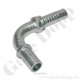 Schlauchverbinder - Rohrstutzen RST 6 mm x 6 mm Schlauchtülle - Winkel 90° - L6 Schlaucharmatur Pressnippel DN6 - 320 bar - Stahl