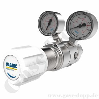 Reinstgasdruckminderer 200 / 300 bar - 0,5 bis 20 bar regelbar - 2-stufig - IN / OUT NPT 1/4" IG - 6 Port - Eingang Rechts - FKM - Messing vernickelt 6.0 - GASARC SPEC MASTER HPT621