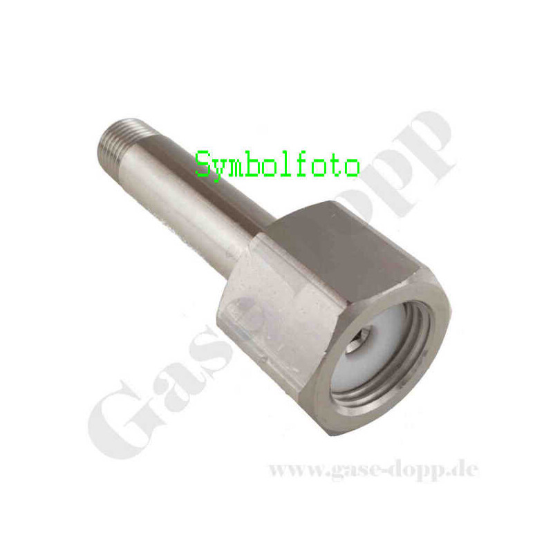 Flaschenanschluss UNI 4410 / UNI6 - W30x1/14" x 1/4" NPT AG - Druckluft - Länge 90 mm - Edelstahl - 200 bar