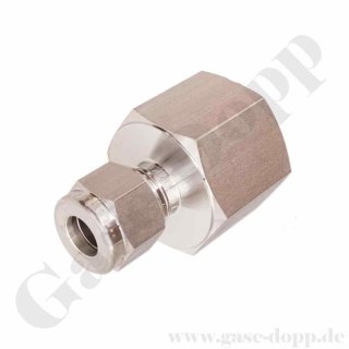 Aufschraubverschraubung gerade - RVS 8 mm x G 1/2" IG - Doppelklemmring Rohrverschraubung (RVS) metrisch auf zölliges Innengewinde BSPP (G) IG - Edelstahl - HAM-LET