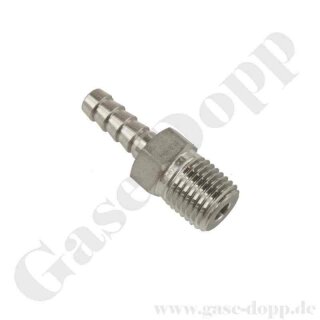 Aussengewinde Schlauchtülle G 1/4" AG x 6 mm Schlauchtülle für Schlauch ca. ID Ø 6 mm -  flachdichtend - Edelstahl