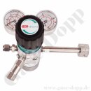 Flaschendruckminderer 6.0 - 230 bar - DIN 477 Nr.6 / W21,8x1/14" - Argon Helium CO2 - 2-stufig - 0,2 bis 3 bar (a) AbsolutDruck regelbar vakuumtauglich - Ausgang: KRV 6mm - Messing verchromt - GCE DRUVA FMD52214