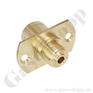 Rückwandeinbau Adapter für Labor Entnahmedruckminderer - für 3 mm Wandstärke - G 3/8" AG x 1/4" NPT IG - Länge 39 mm - Messing - GCE DRUVA EMD31000 H23303203