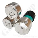 Leitungsdruckminderer bis 200 bar regelbar - Eingang max. 300 bar Rechts - 1-stufig - IN / OUT 1/4" NPT IG - 6 Port - mit Sicherheitsüberdruckventil FKM - Messing verchromt 6.0 - GCE Druva LPLH0SJ