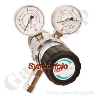 Leitungsdruckminderer 200 bar - bis 1 bar regelbar - 2-stufig - IN / OUT NPT 1/4" IG - 6 Port - Eingang Rechts - 20 m³/h - ohne Sicherheitsüberdruckventil - Messing verchromt 6.0 - GCE Druva LPLH0DJ