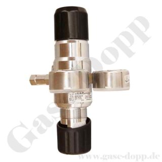 Leitungsdruckminderer 200 bar - bis 1 bar regelbar - 2-stufig - IN / OUT NPT 1/4" IG - 6 Port - Eingang Links - 3 m³/h - ohne Sicherheitsüberdruckventil - Messing verchromt 6.0 - GCE Druva LPLLVDJ