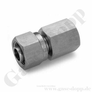 Aufschraubverschraubung vormontiert - RVS 1/4" x 7/16"-20 UNF IG - Schlauchadapter - Edelstahl - HAM-LET