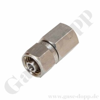 Aufschraubverschraubung vormontiert - RVS 6 mm x 7/16"-20 UNF IG - Schlauchadapter - Edelstahl - HAM-LET