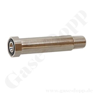 Anschlusswelle für Druckschraube Handrad G 5/8" 300 bar AG x 1/4" NPT AG - für Atemluft Druckluft - Länge 50 mm - DIN 477-5 Nr. 50 - Messing vernickelt