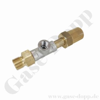 Adapter T-Stück W21,8x1/14" AG x G 1/4" x W21,8x1/14" IG ÜM Handanschluss - u.a. für Drucksensoren Prüfmanometer - Messing / Stahl verzinkt