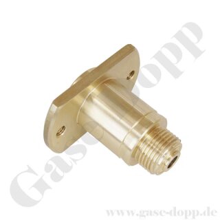 Rückwandeinbau Adapter für Labor Entnahmedruckminderer - für 20 mm Wandstärke - G 3/8" AG x 1/4" NPT IG - Länge 39 mm - Messing - GCE DRUVA EMD31000 H23304503 RWA