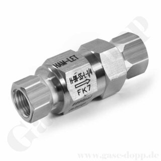 Rohrbruchsicherung Hochdruck Schlauchbruchsicherung Überlaufventil Sicherheitsventil - Eingang 1/4" NPT IG Ausgang 1/4" NPT IG - max. 414  bar - Edelstahl - Sauerstoff gereinigt