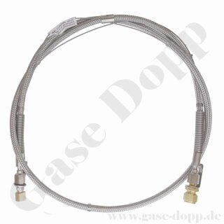 Edelstahlwellschlauch DN6 60 bar - Anschlüsse G 3/8" LH IG ÜM x 12 mm KRV - Gasreinheit 5.0 - Länge 2,0 m