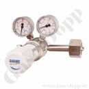 Flaschendruckminderer Helium 200 bar 1-stufig bis 100 bar regelbar - Anschluss W21,8x1/14" DIN 477-1 Nr.6 - Ausgang 1/4" NPT AG - Messing vernickelt 6.0 - GASARC SPEC MASTER HPS621