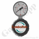 Leitungsdruckminderer bis 10 bar regelbar - Eingang max. 50 bar Rechts - 1-stufig - IN / OUT 1/4" NPT IG - 4 Port - ohne Sicherheitsüberdruckventil mit Reedkontaktmanometer - Messing verchromt 6.0 - GCE DruvaPUR LPLH0SF