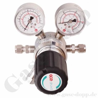 Leitungsdruckminderer bis 6 bar regelbar - Eingang max. 200 bar Rechts - 1-stufig - IN / OUT KRV 6 mm - 6 Port - mit Sicherheitsüberdruckventil FKM - Edelstahl 6.0 - GCE Druva LSLH0SJ